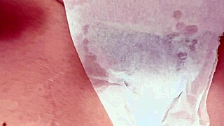 A 20yo virgin's wet shaved pussy glistens close-up as Japanese wife licks and fingers it hungrily