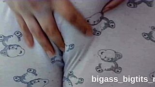 fat milf's cameltoe pussy peeks thru pajamas as she fingers wildly??