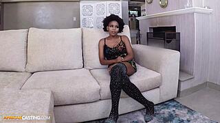 i kept this ebony milf moaning through the interview she chose to ride my bwc - african casting