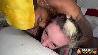 blonde milf finishes with cum