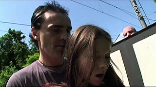 Kinky mature man shares his step daughter with his friend in public