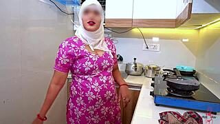 My hijabi stepmom gets fucked hard by teacher in kitchen