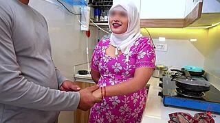 My hijabi stepmom gets fucked hard by teacher in kitchen