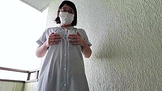 japanese wife gets excited with outdoor masturbation