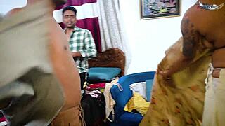 Desi mallu bhabhi enjoys hardcore threesome with two debars alone