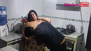 Stepmom teaching sex in kitchen