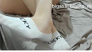 White socks feet fetish soles close up