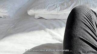 busty stepmom caught me jerking off in a share bed and helped me cum