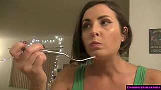 Helena price eats fetish dinner while chatting live