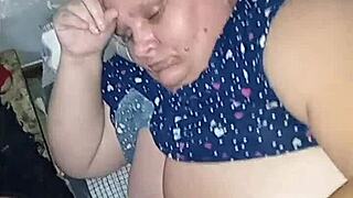 Step mommy gives step son blowjob and handjob