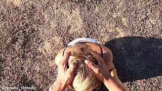 I bend over doggy on rocks