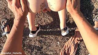I bend over doggy on rocks