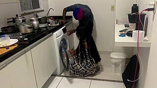 ex convict fucks married brunette in kitchen