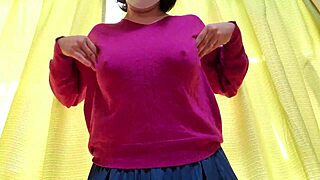 asian wife masturbates while standing