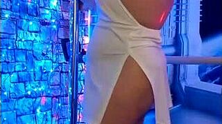 steffi white satin pussy dance