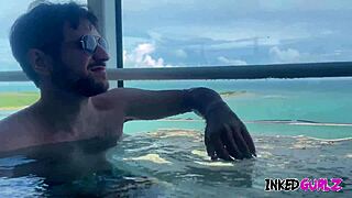Inked milf with tattoos gets fucked rough outdoor on boat