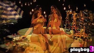 sexy and petite milfs enjoyed massage before hot posing in bikini