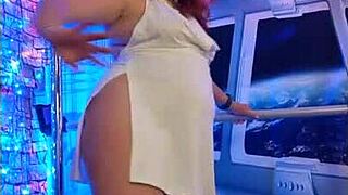 steffi white satin pussy dance