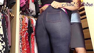 Huge booty french wife takes big dick in public changing room