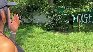 coach shows his bbc in park to busty silvana