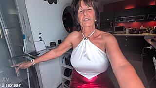 double penetration scene with an older woman