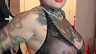 slutty big tit step-mom gives foot job on live