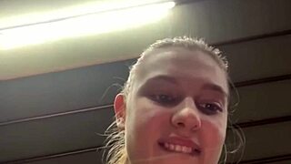 curvy blonde teen trains her big ass outdoors in leggings
