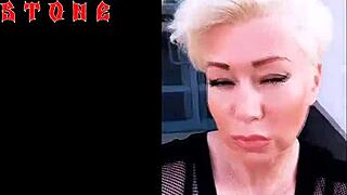 a mature married slut shows her shaved pussy in wig