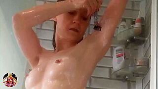 Wet look horny milf shaving and soapy shower for you right now