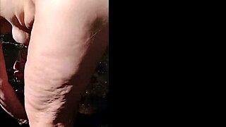 mature stepmom flashes her body outdoors in sheer see through outfit