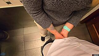 stranger cum in my panties in restaurant toilet