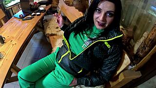 Green downjacket tease smoking humiliation and messy cum play preview
