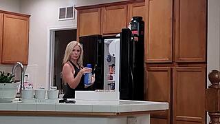 Horny neighbor strips and rides your big cock hard