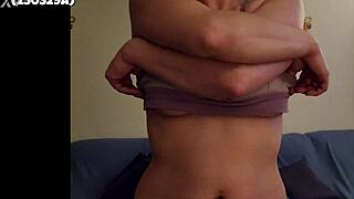 Submissive milf masturbating wearing nipple clamps 250329a