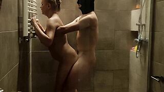 Sensual erotic shower with blonde milf in the tub