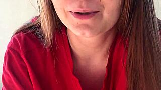 first person pov of deep blowjob at home with milf who swallows cum