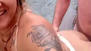 curvy brazilian beauty enjoying outdoor fun with anal plug masked nomads