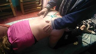 She puts on thong and gets penetrated