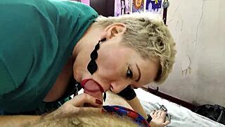 mature babe with big nipples sucks cock