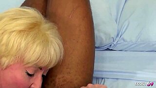 Granny tricks black boy for interracial creampie