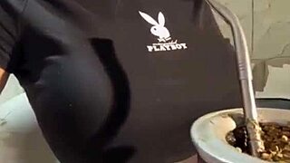 Stepmom Shows Her Nipples In The Bathroom