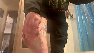 rebeca addams the second dirty feet in laundry room