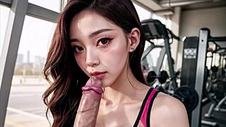 Milf Asia dominasi gym dengan masturbasi memek ASMR