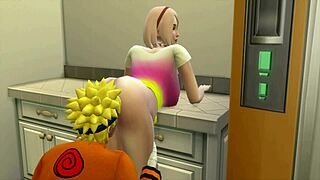 नारुतो हेंटाई: साकुरा नारुतो को हिनाता की तरह फक करना सिखाती है किचन में