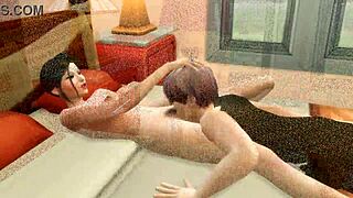 Stedsøn fanger japansk stedmor nøgen efter masturbation