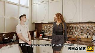 Shame4k ميلف شعر أحمر صدر ضخم تهز الجوارب في الجنس المطبخ