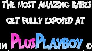 Pantat besar MILF pirang kontras dengan telanjang menggoda di lingerie kulit.