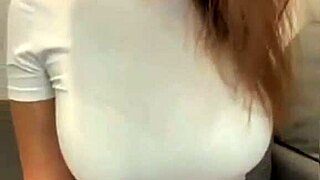 stepmom in short skirt shows her bra outdoors